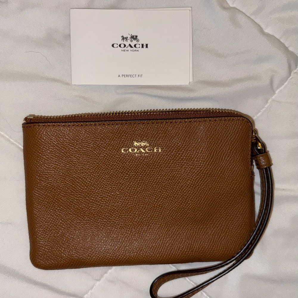 Coach Tan Leather Wristlet